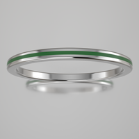 Polished White Gold 1.5mm Stacking Ring Transparent Green Resin