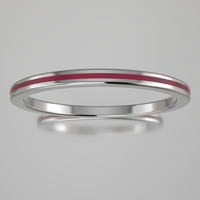 Polished White Gold 1.5mm Stacking Ring Transparent Pink Resin