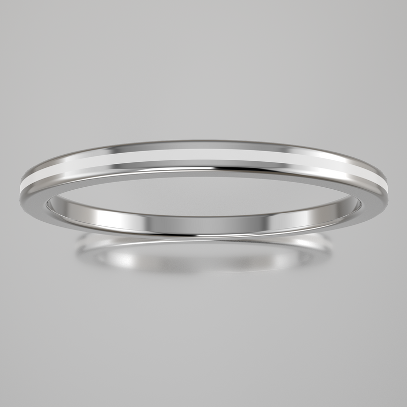 Polished Sterling Silver 1.5mm Stacking Ring White Resin Angelo Paul