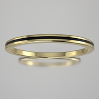 Polished Yellow Gold 1.5mm Stacking Ring Black Resin