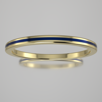 Polished Yellow Gold 1.5mm Stacking Ring Dark Blue Resin