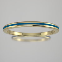 Polished Yellow Gold 1.5mm Stacking Ring Blue Swirl Resin