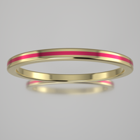 Polished Yellow Gold 1.5mm Stacking Ring Pink Resin