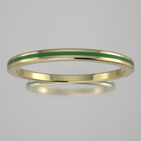 Polished Yellow Gold 1.5mm Stacking Ring Transparent Green Resin
