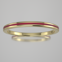 Polished Yellow Gold 1.5mm Stacking Ring Transparent Pink Resin