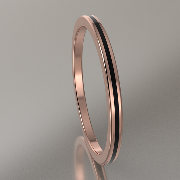 Polished Rose Gold 1.5mm Stacking Ring Black Resin