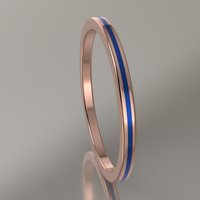 Polished Rose Gold 1.5mm Stacking Ring Blue Resin