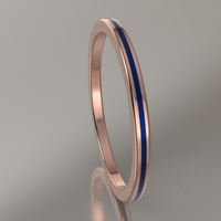 Polished Rose Gold 1.5mm Stacking Ring Dark Blue Resin