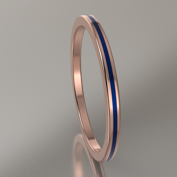 Polished Rose Gold 1.5mm Stacking Ring Dark Blue Resin