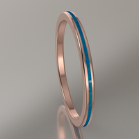 Polished Rose Gold 1.5mm Stacking Ring Blue Swirl Resin