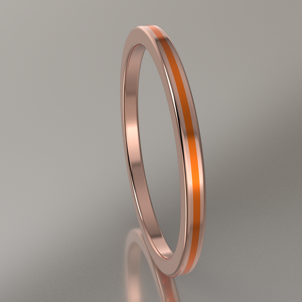 Polished Rose Gold 1.5mm Stacking Ring Orange Resin