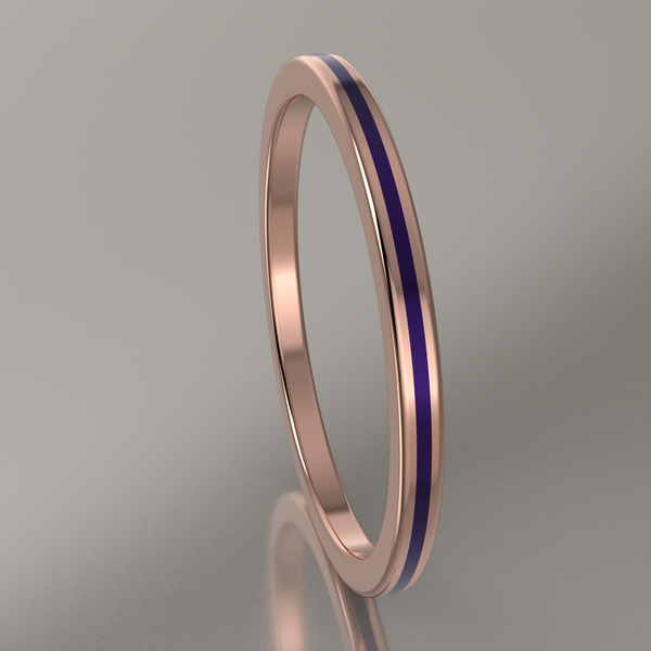 Polished Rose Gold 1.5mm Stacking Ring Purple Resin