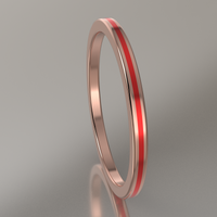 Polished Rose Gold 1.5mm Stacking Ring Red Resin