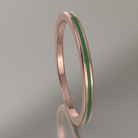 Polished Rose Gold 1.5mm Stacking Ring Transparent Green Resin