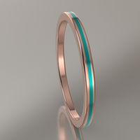 Polished Rose Gold 1.5mm Stacking Ring Turquoise Resin