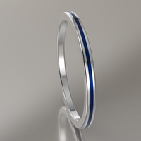 Polished White Gold 1.5mm Stacking Ring Dark Blue Resin