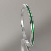 Polished Sterling Silver 1.5mm Stacking Ring Green Resin