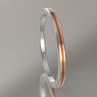 Polished White Gold 1.5mm Stacking Ring Orange Resin