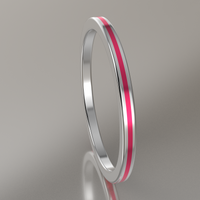 Polished White Gold 1.5mm Stacking Ring Pink Resin