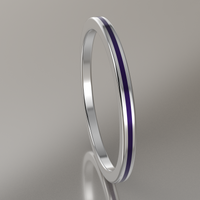 Polished White Gold 1.5mm Stacking Ring Purple Resin