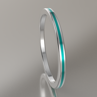 Polished White Gold 1.5mm Stacking Ring Turquoise Resin