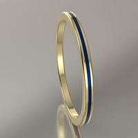 Polished Yellow Gold 1.5mm Stacking Ring Dark Blue Resin