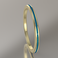 Polished Yellow Gold 1.5mm Stacking Ring Blue Swirl Resin