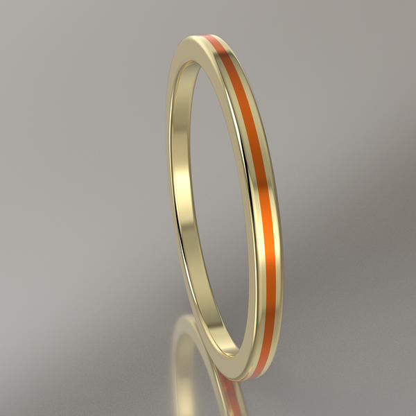 Polished Yellow Gold 1.5mm Stacking Ring Orange Resin