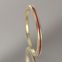 Polished Yellow Gold 1.5mm Stacking Ring Transparent Pink Resin