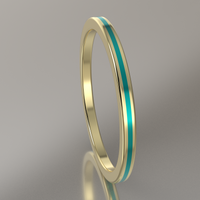 Polished Yellow Gold 1.5mm Stacking Ring Turquoise Resin