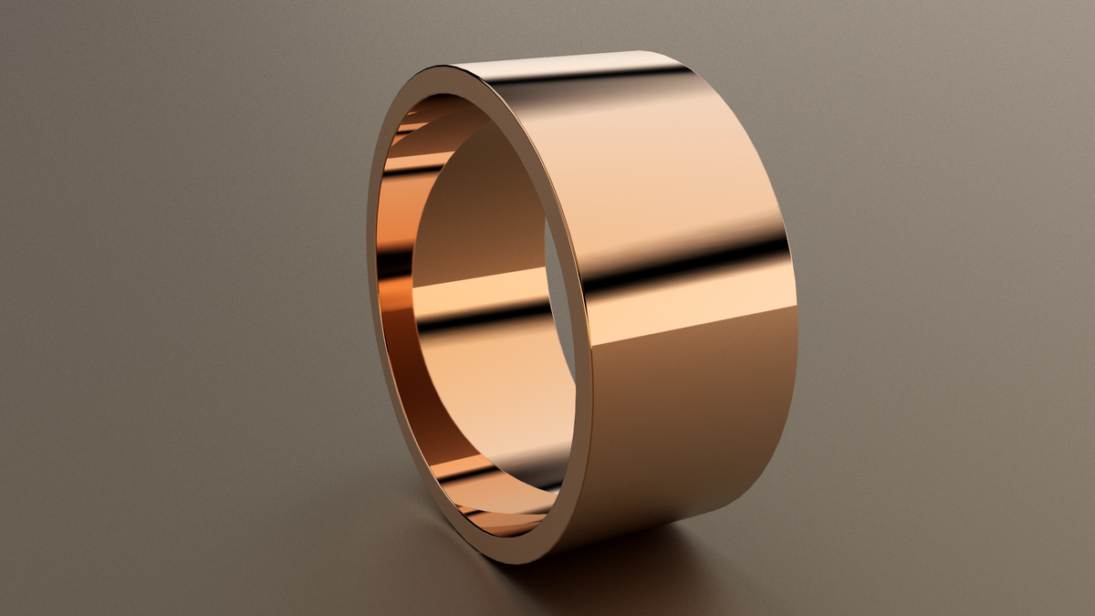 Polished Rose Gold 10mm Flat Wedding Band