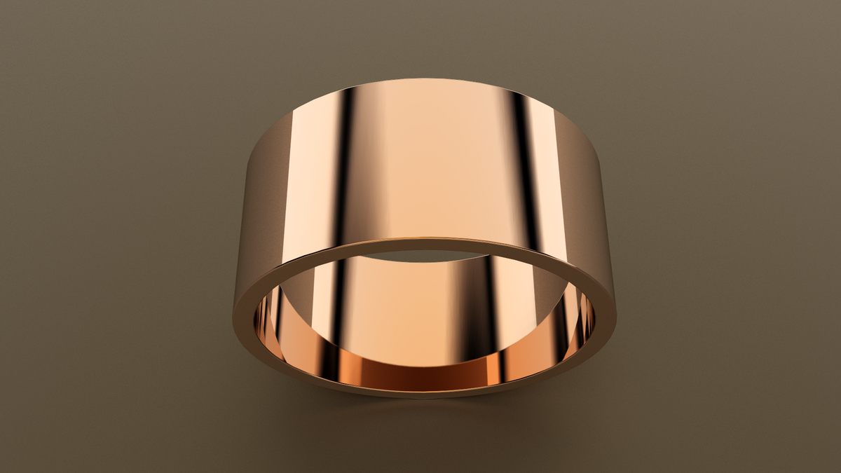 Polished Rose Gold 10mm Flat Wedding Band