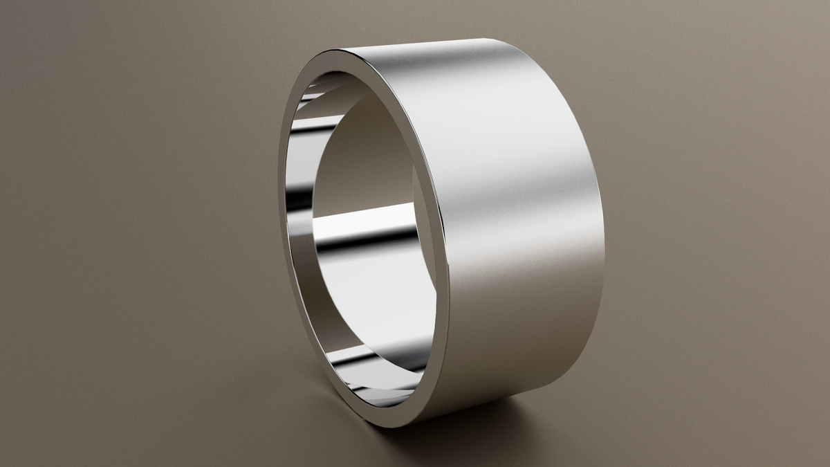 Brushed White Gold 10mm Flat Wedding Band