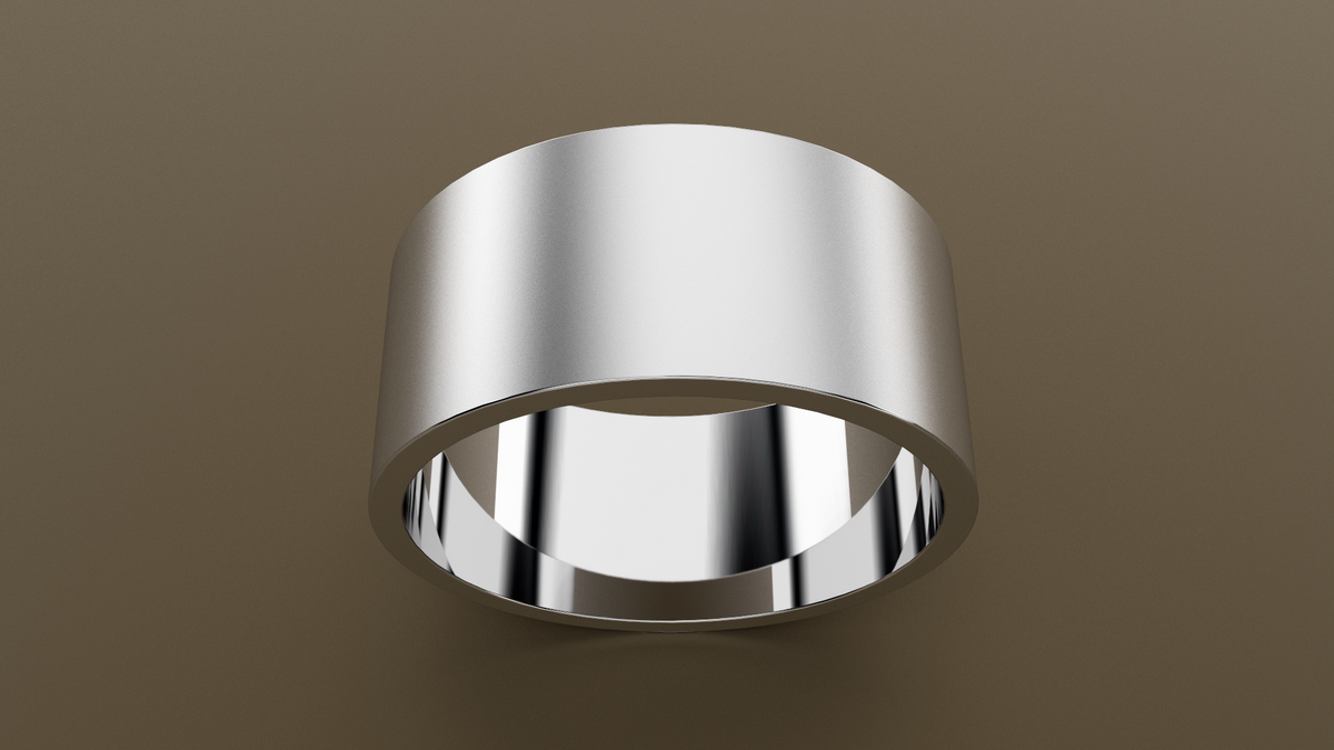 Brushed White Gold 10mm Flat Wedding Band