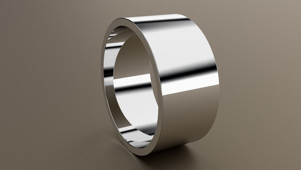 Polished White Gold 10mm Flat Wedding Band