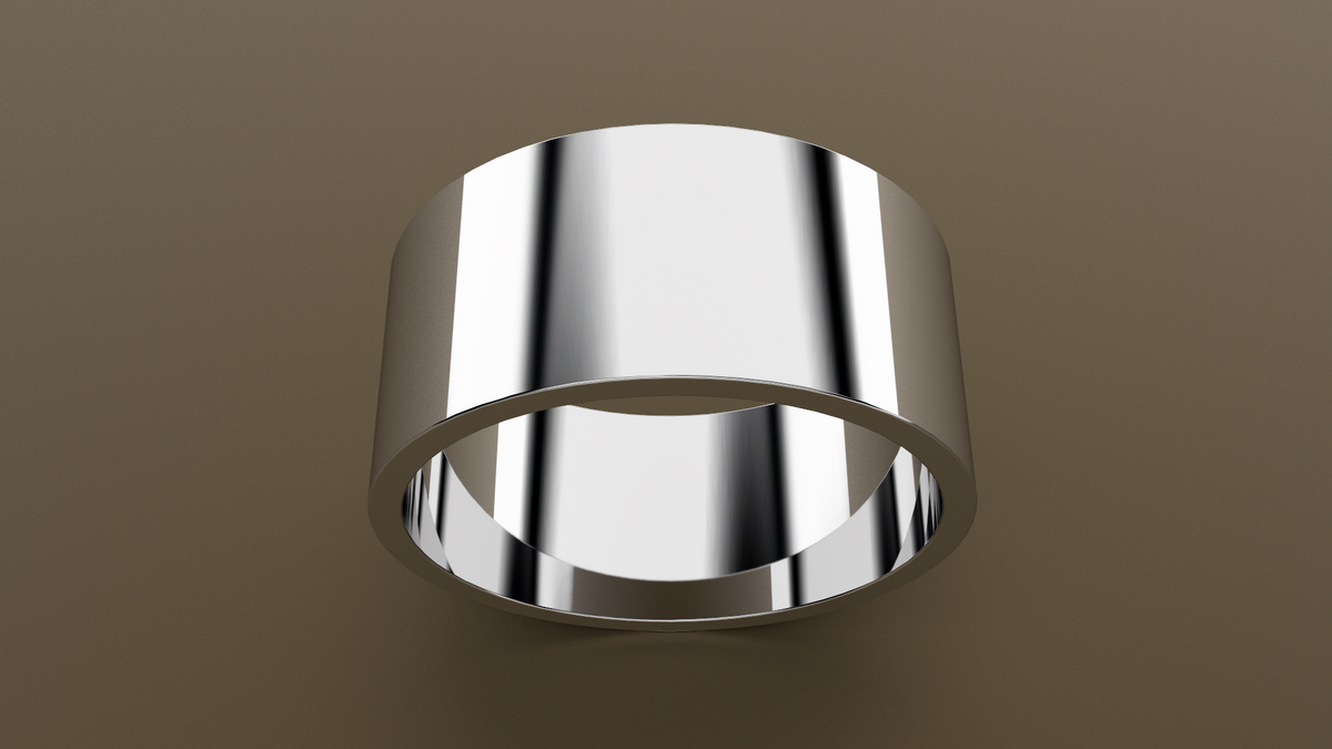 Polished White Gold 10mm Flat Wedding Band