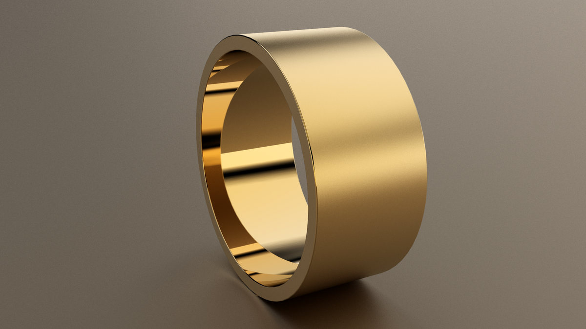Brushed Yellow Gold 10mm Flat Wedding Band