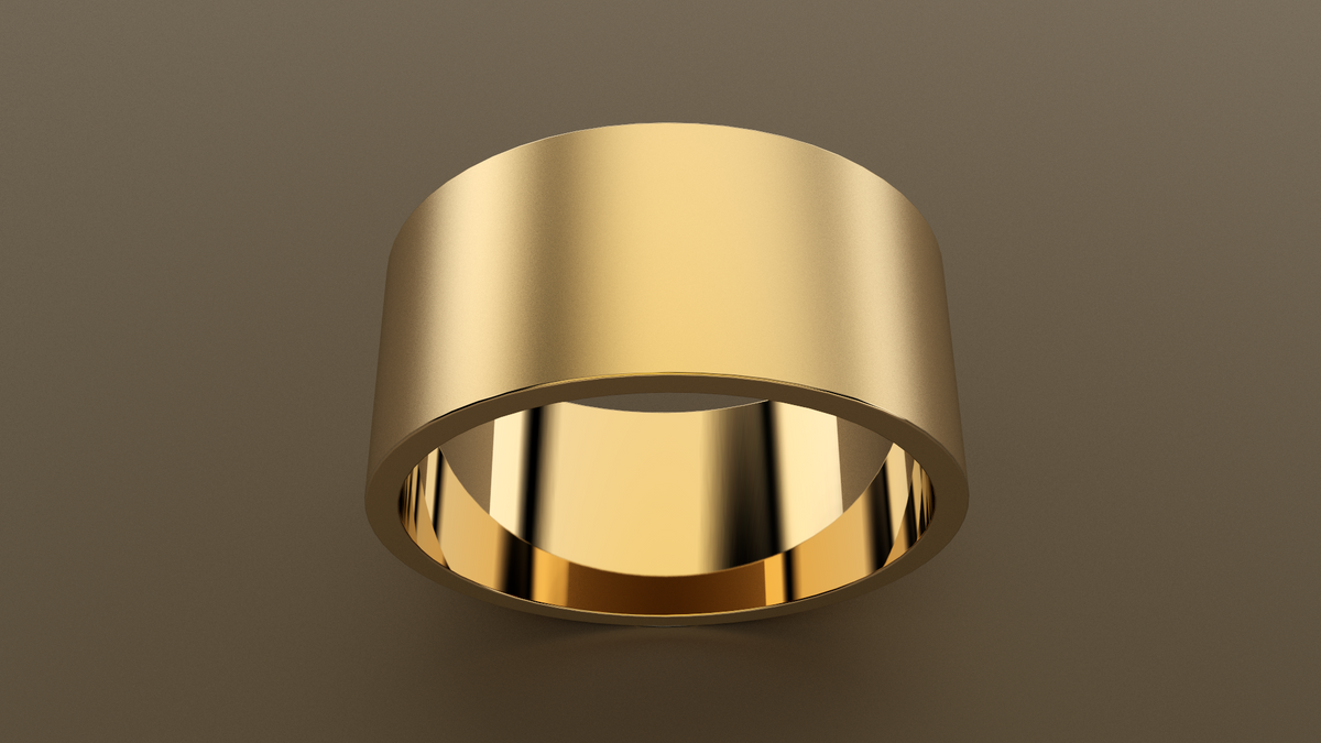Brushed Yellow Gold 10mm Flat Wedding Band