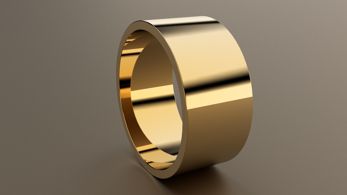 Polished Yellow Gold 10mm Flat Wedding Band