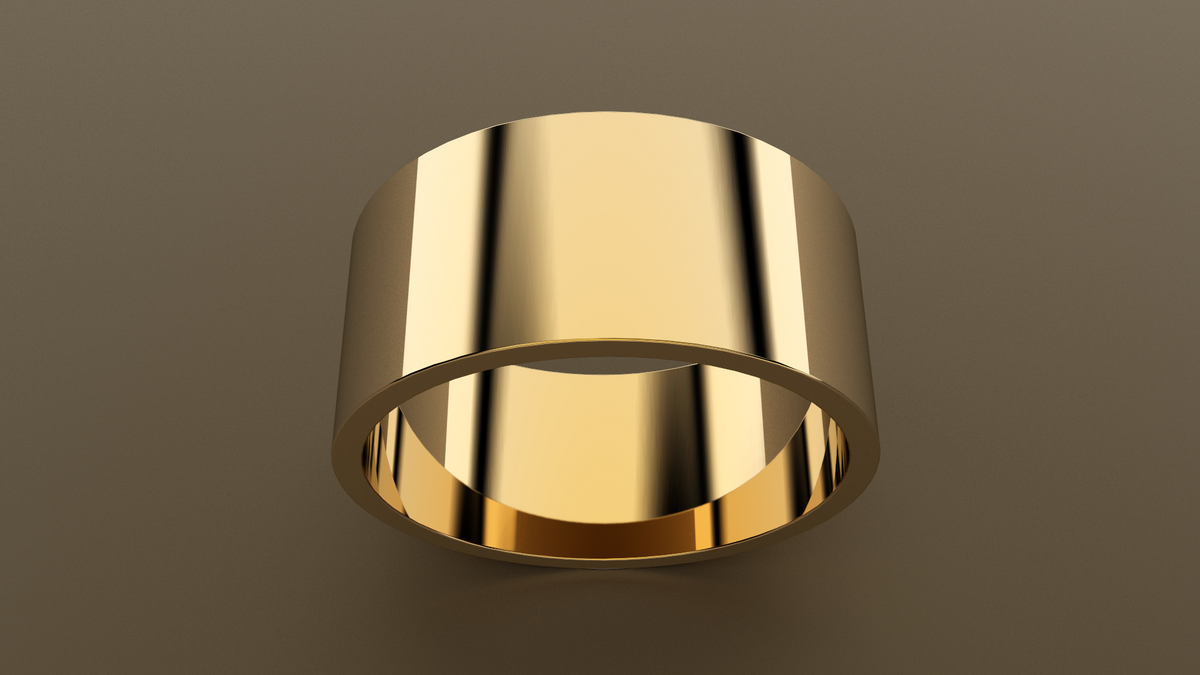 Polished Yellow Gold 10mm Flat Wedding Band
