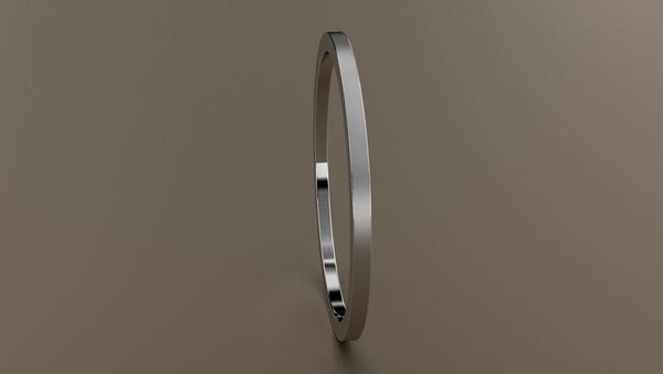 Brushed White Gold 1mm Flat Wedding Band