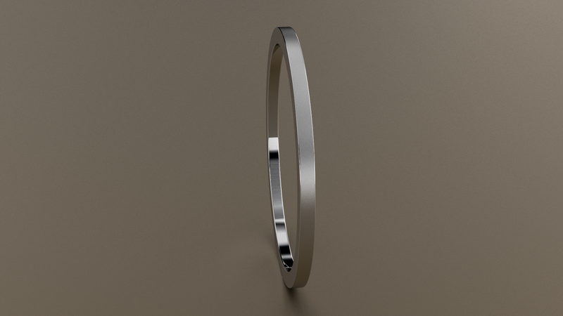 Brushed White Gold 1mm Flat Wedding Band Angelo Paul