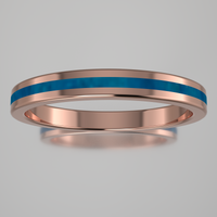 Polished Rose Gold 2.5mm Stacking Ring Blue Swirl Resin