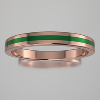 Polished Rose Gold 2.5mm Stacking Ring Green Resin