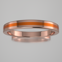 Polished Rose Gold 2.5mm Stacking Ring Orange Resin