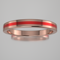 Polished Rose Gold 2.5mm Stacking Ring Red Resin