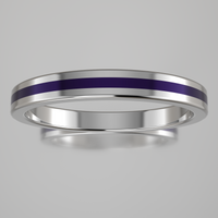Polished White Gold 2.5mm Stacking Ring Purple Resin