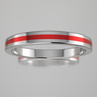 Polished White Gold 2.5mm Stacking Ring Red Resin