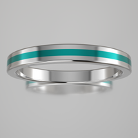 Polished White Gold 2.5mm Stacking Ring Turquoise Resin