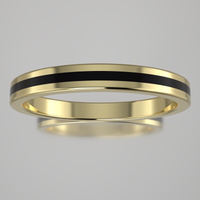 Polished Yellow Gold 2.5mm Stacking Ring Black Resin
